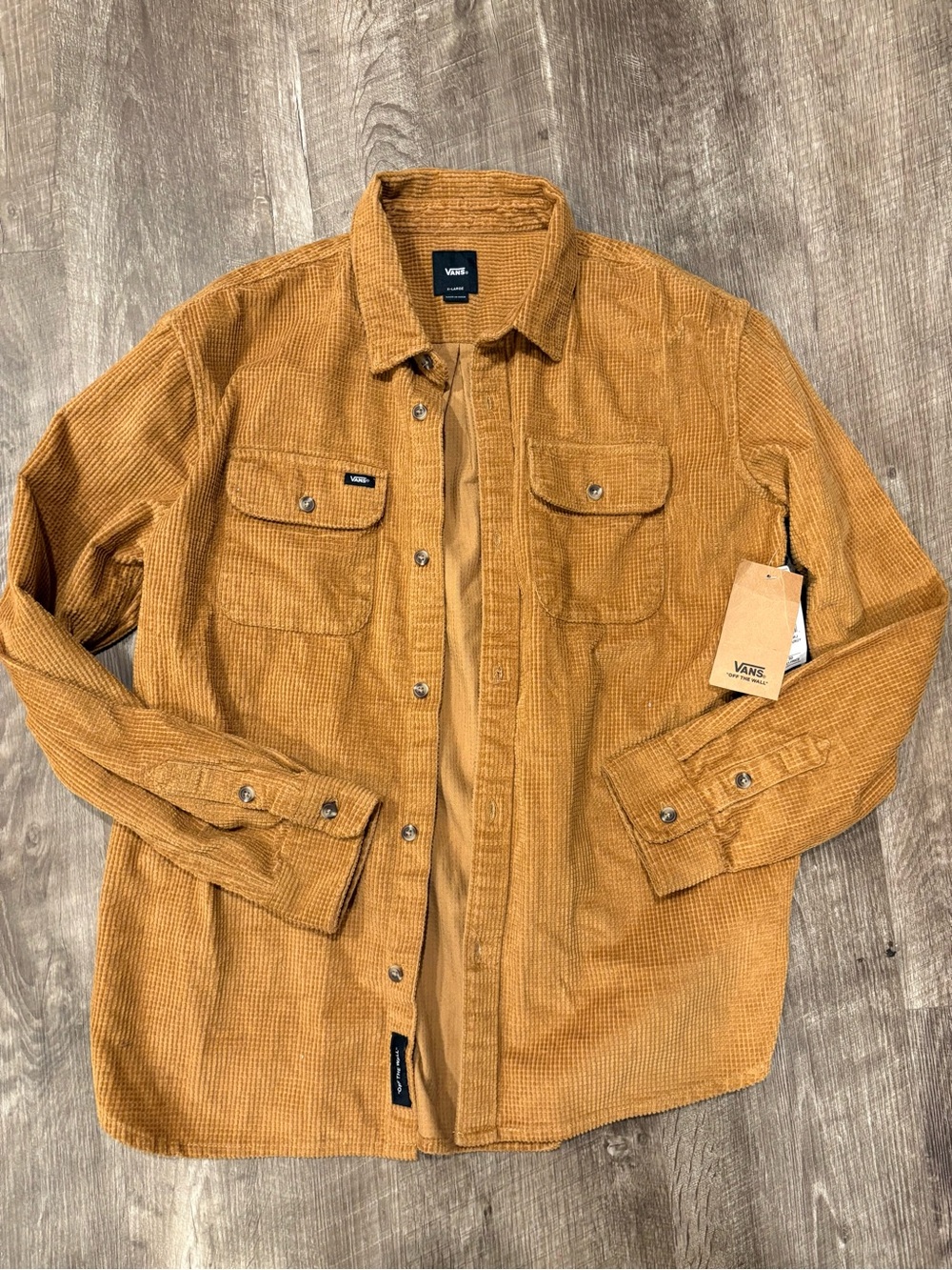 NWT Vans Off The Wall Waffle Corduroy Shirt Jacket Tan Brown Boys XL (18-20)